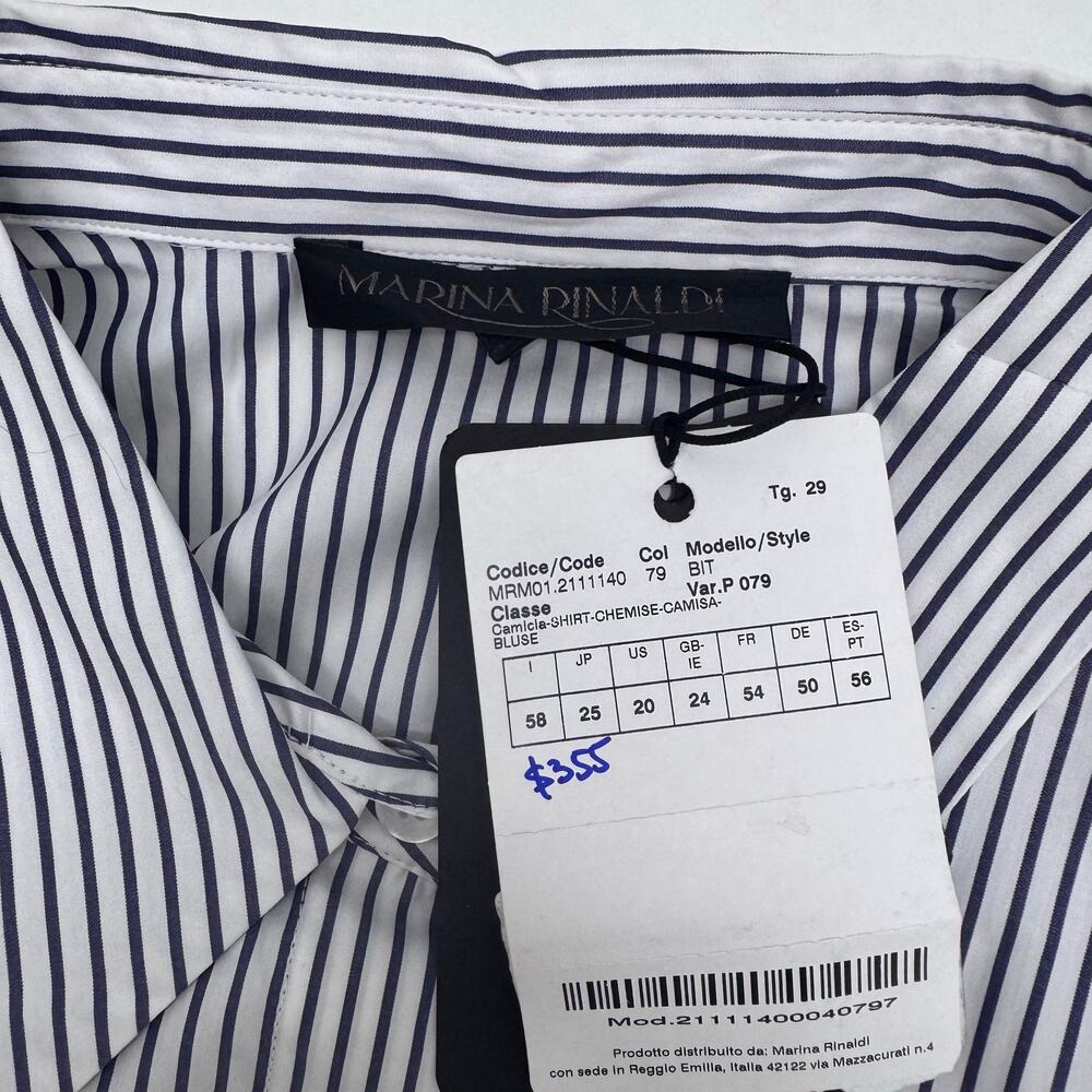 NWT Marina Rinaldi Cotton Poplin Button Up Shirt " KARMA HAS NO DEADLINE " US 20 - Picture 7 of 9
